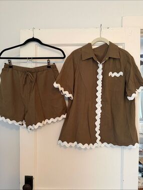 Olive Green Two-Piece Shorts Set